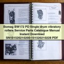 Bomag BW172 PD Single drum vibratory rollers Service Parts Catalogue Manual SN101520210200-101520210228