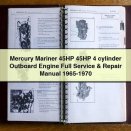 Mercury Mariner 45HP 45HP 4 cylinder Outboard Engine Full Service & Repair Manual 1965-1970