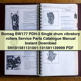 Bomag BW177 PDH-3 Single drum vibratory rollers Service Parts Catalogue Manual SN101581131001-101581139999