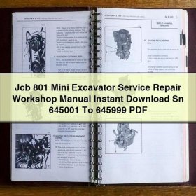 Jcb 801 Mini Excavator Service Repair Workshop Manual Sn 645001 To 645999