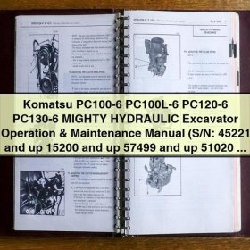 Komatsu PC100-6 / PC100L-6 / PC120-6 / PC130-6 MIGHTY Hydraulikbagger: Betriebs- und Wartungsanleitung