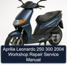 Aprilia Leonardo 250 300 2004 Workshop Repair Service Manual