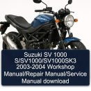Suzuki SV 1000 S/SV1000/SV1000SK3 2003-2004 Workshop Manual/Repair Manual/Service Manual download